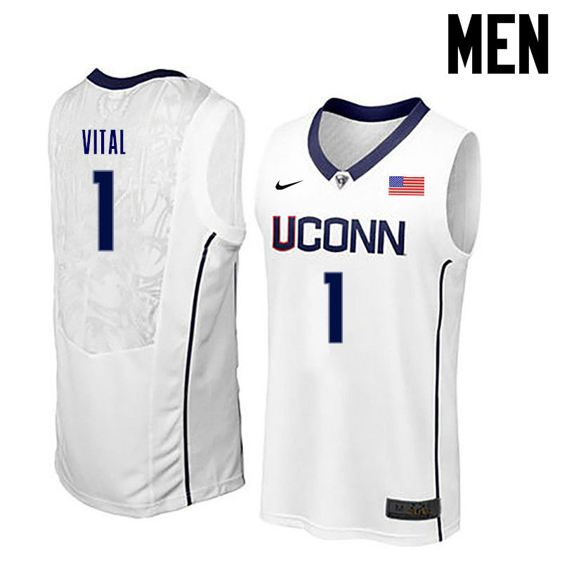 Men Uconn Huskies #1 Christian Vital College Basketball Jerseys-White - Click Image to Close